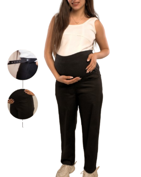 maternity mom-fit pants-White-34 in - L