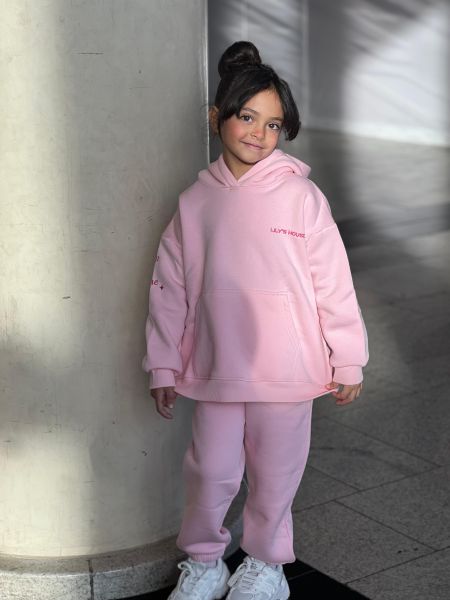 Born to shine hoodie set-Pink-4 yrs