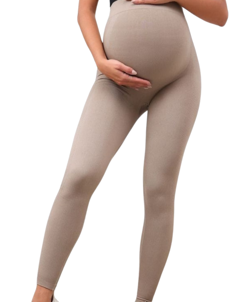 maternity stretch pants -Beige-L