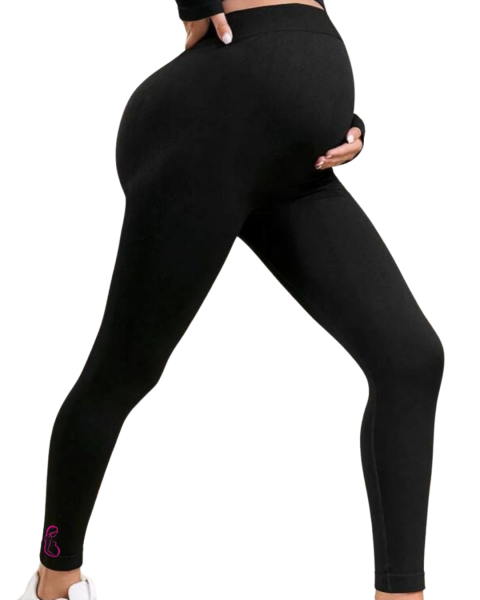 maternity stretch pants -Black-L
