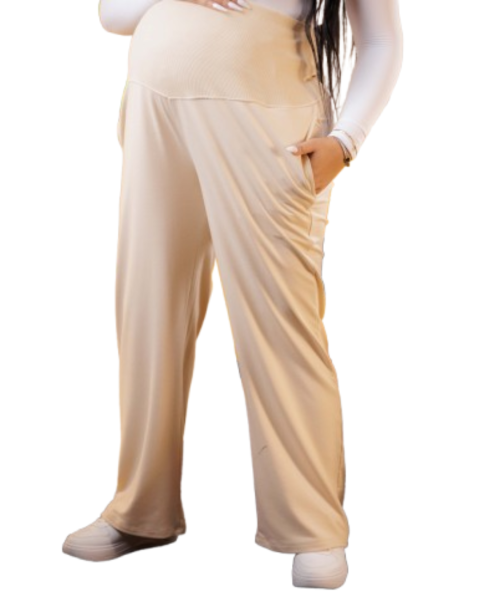 Maternity yoga pants-Beige-L