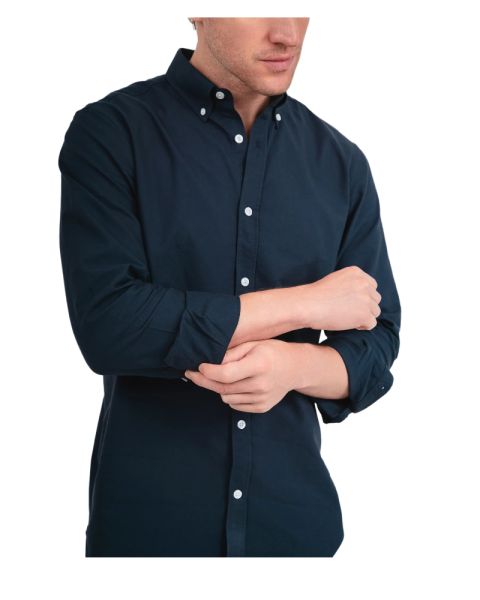Plain Oxford Shirt-Navy-M