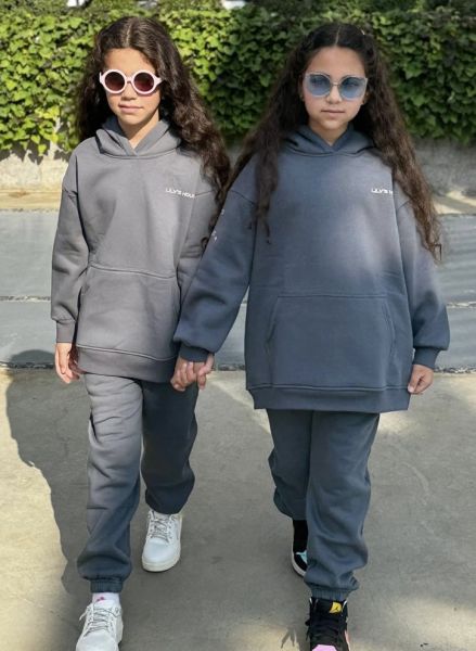 Born to shine hoodie set-Gray-4 yrs