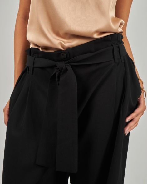 semi formal Wide leg pants -Black-S