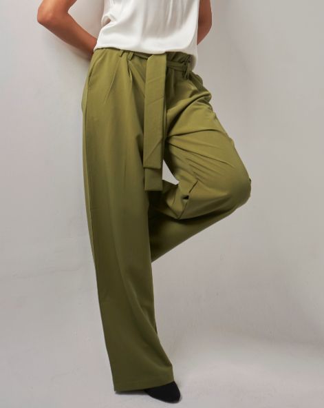 semi formal Wide leg pants -Green-S