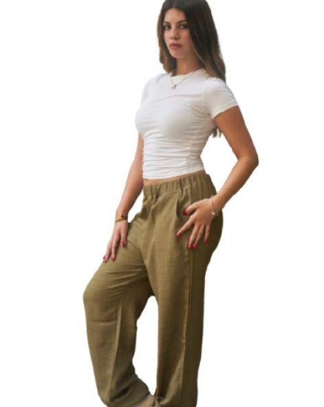Linen Pants-Green-M