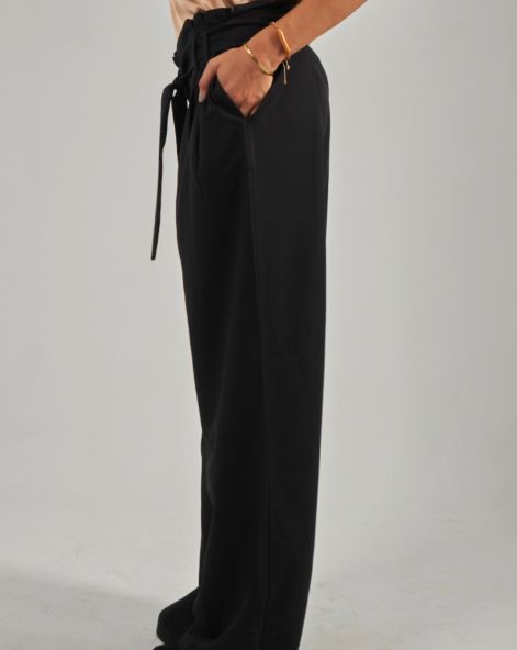 semi formal Wide leg pants -Black-S