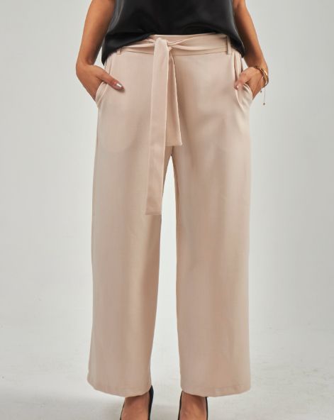 semi formal Wide leg pants -Beige-S