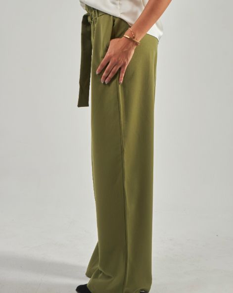 semi formal Wide leg pants -Green-S