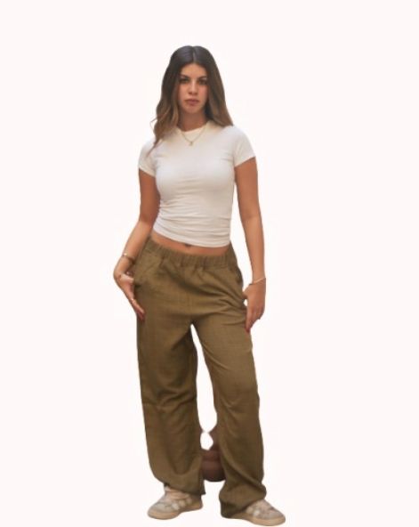 Linen Pants-Green-M