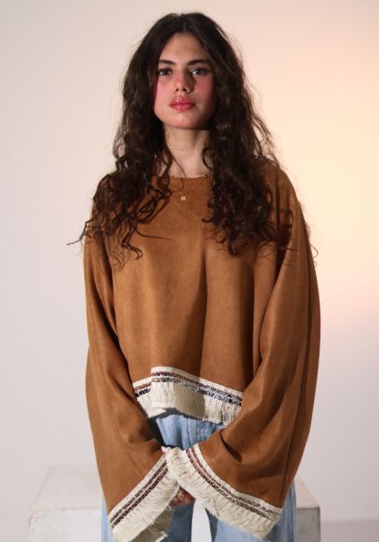 Cropped Camel  Suede Top
