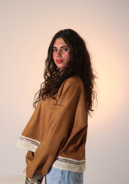 Cropped Camel  Suede Top