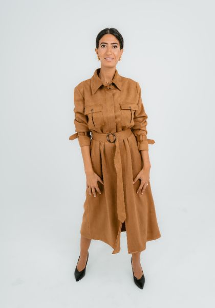 Luxe Oversized Shirt Dress- Brown