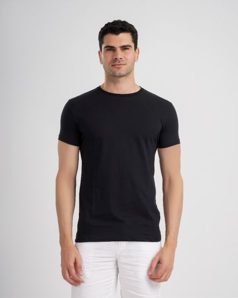 Basic Cotton Lycra T-shirt-Black-M