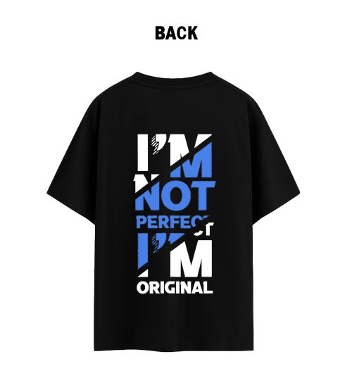 Unisex I'm not perfect Black Tee-Black-S