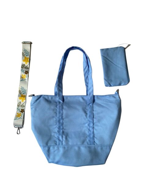 Decorative Tote Bag with Embroidered Boho Strap & Matching Pouch