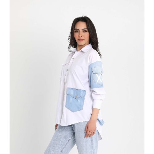 Denim Delight Shirt-White-S