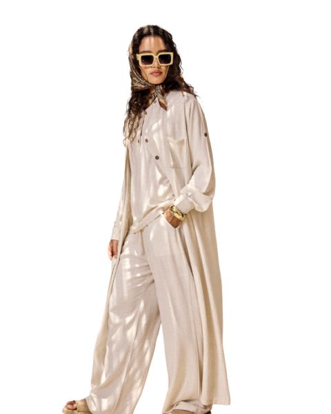 Pure Linen Beige Cardigan