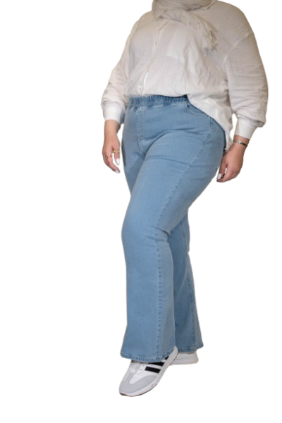 plus size flared pants-light wash-48