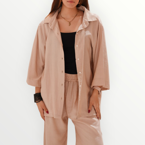 Sunny linen set-Beige-S/M