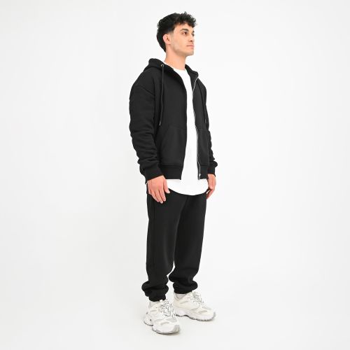 SWEATSHIRT WITH ZIBBER -Black-M
