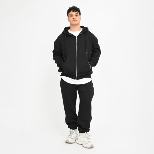 SWEATSHIRT WITH ZIBBER -Black-M