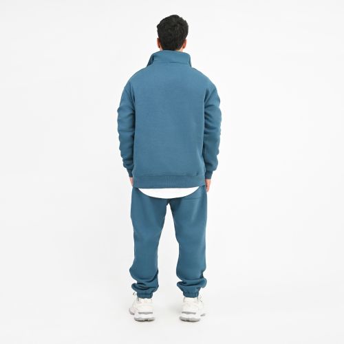    BASIC QUARTER ZIP SWEATSHIRT-Indigo-M