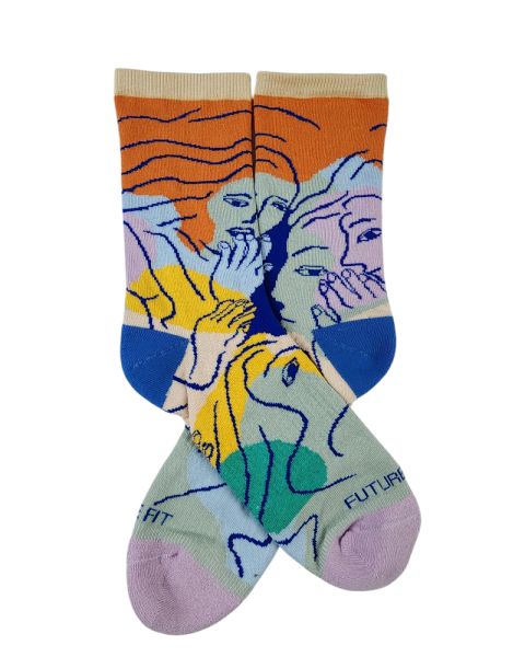 Long Socks Liner Heel and Toe Casual Style MultiColoure-mix colour-36