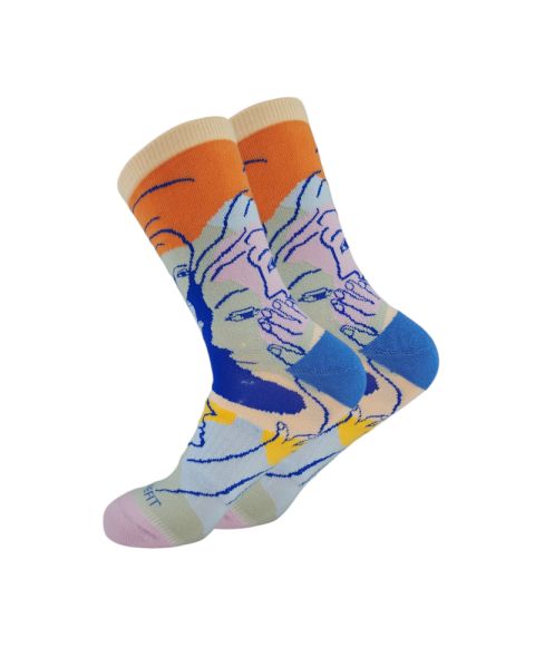 Long Socks Liner Heel and Toe Casual Style MultiColoure-mix colour-36
