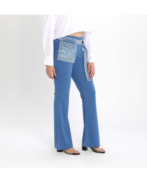 External Pocket Colored Pants-Blue-S
