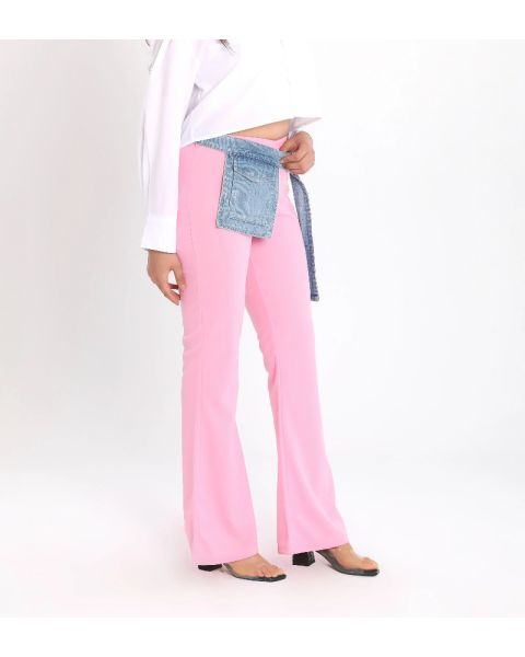 External Pocket Colored Pants-Pink-S