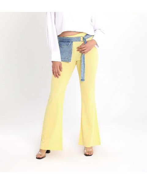 External Pocket Colored Pants-Yellow-S