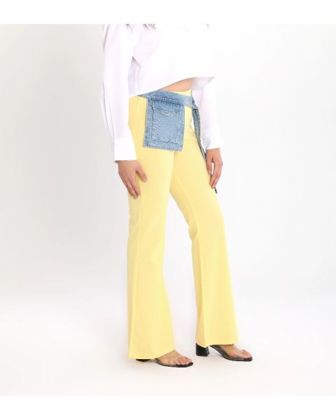 External Pocket Colored Pants-Yellow-S