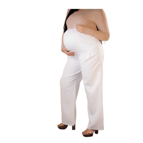 maternity formal pants-White-34 in - L