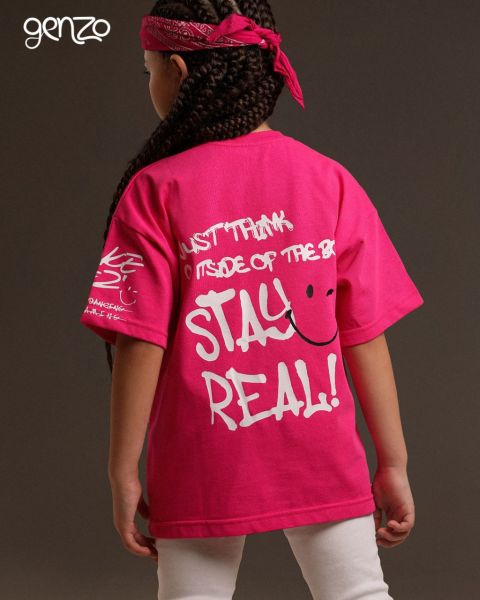 Girls Oversize Tee-Red-6 yrs