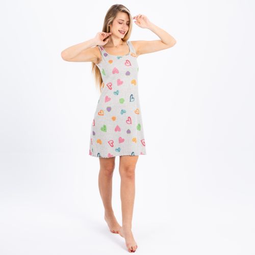 Women’s Cotton Sleeveless Nightdress-Gray-M