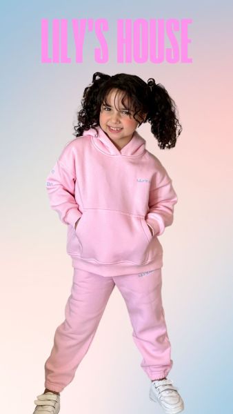 Born to shine hoodie set-Pink-4 yrs