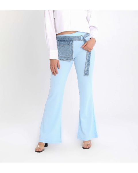 External Pocket Colored Pants-Light Blue-S