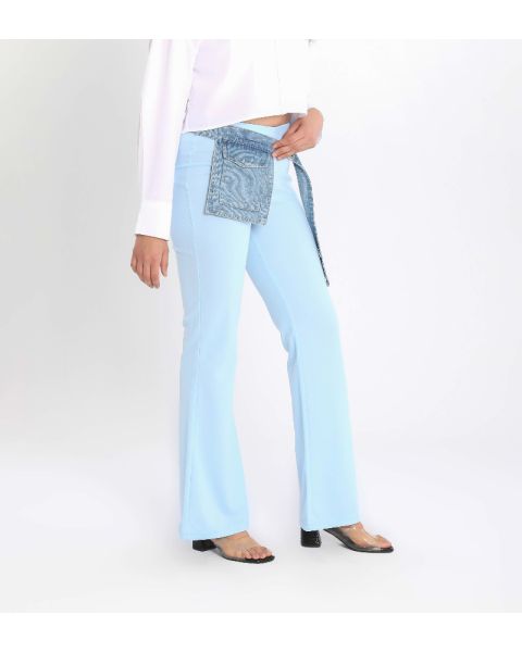 External Pocket Colored Pants-Light Blue-S