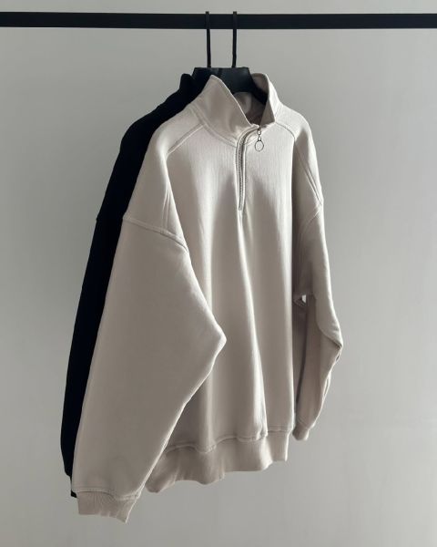 easy Quarter Zip Sweatshirt-Offwhite