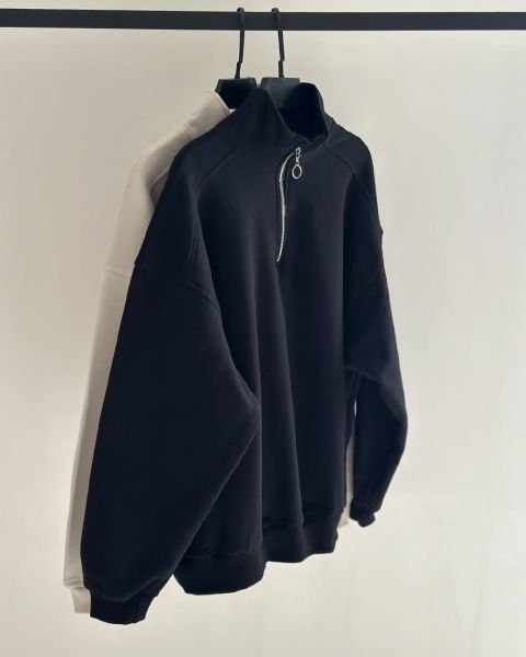 easy Quarter Zip Sweatshirt-Black