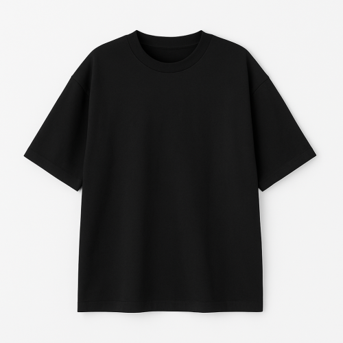 Oversized Cotton T-Shirt-Black-S