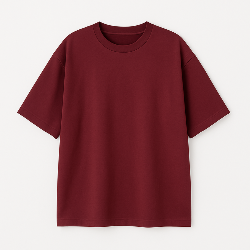 Oversized Cotton T-Shirt-Burgundy-S