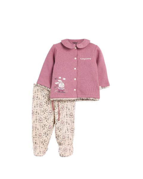 Funny Bunny Rouned Printed Set-0-3 mth