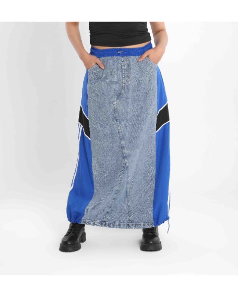 Side Swipe Skirt-Blue-S