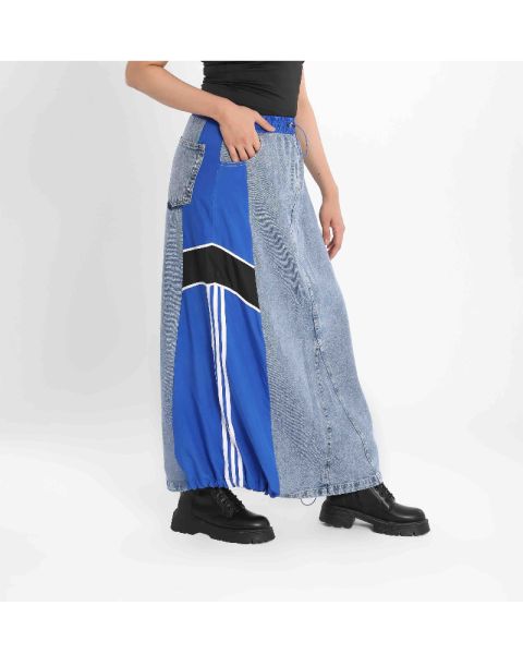 Side Swipe Skirt-Blue-S