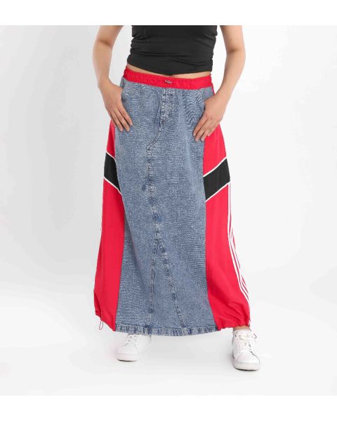 Side Swipe Skirt-Red-S
