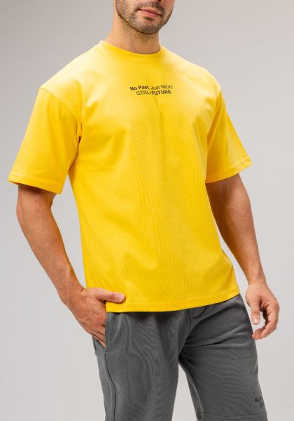 Men Basic Half Sleeves T-Shirt Casual Style With Simple Design-Yellow-L