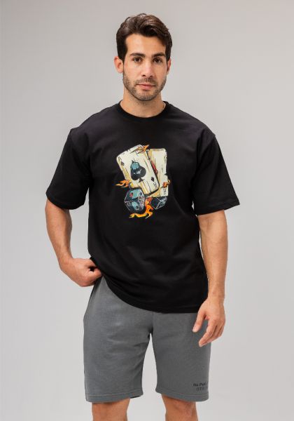 Men Basic Half Sleeves T-Shirt Casual Style With Simple Design-Black-L