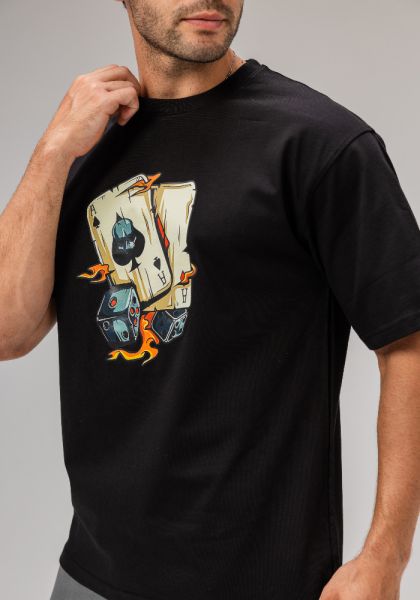 Men Basic Half Sleeves T-Shirt Casual Style With Simple Design-Black-L